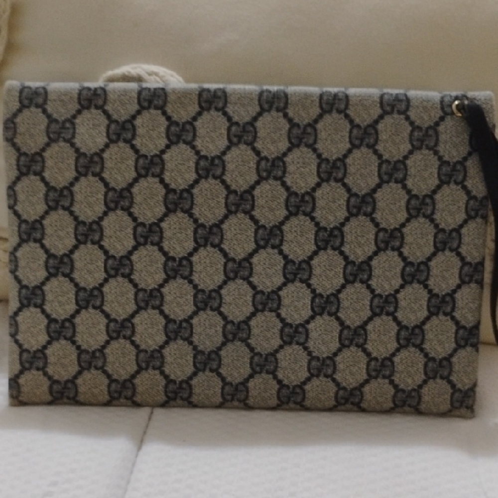 Gucci Supreme Sherry Line Beige and Black/blue Clutch Bag - Picture 6 of 15